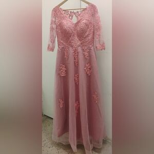 Dusty Pink Flower Applique Dress